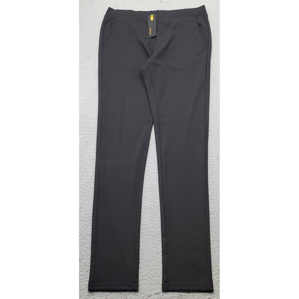 Bamans Ankle Pants Womens M Black Stretch Elastic Waist Straight Leg Pull On